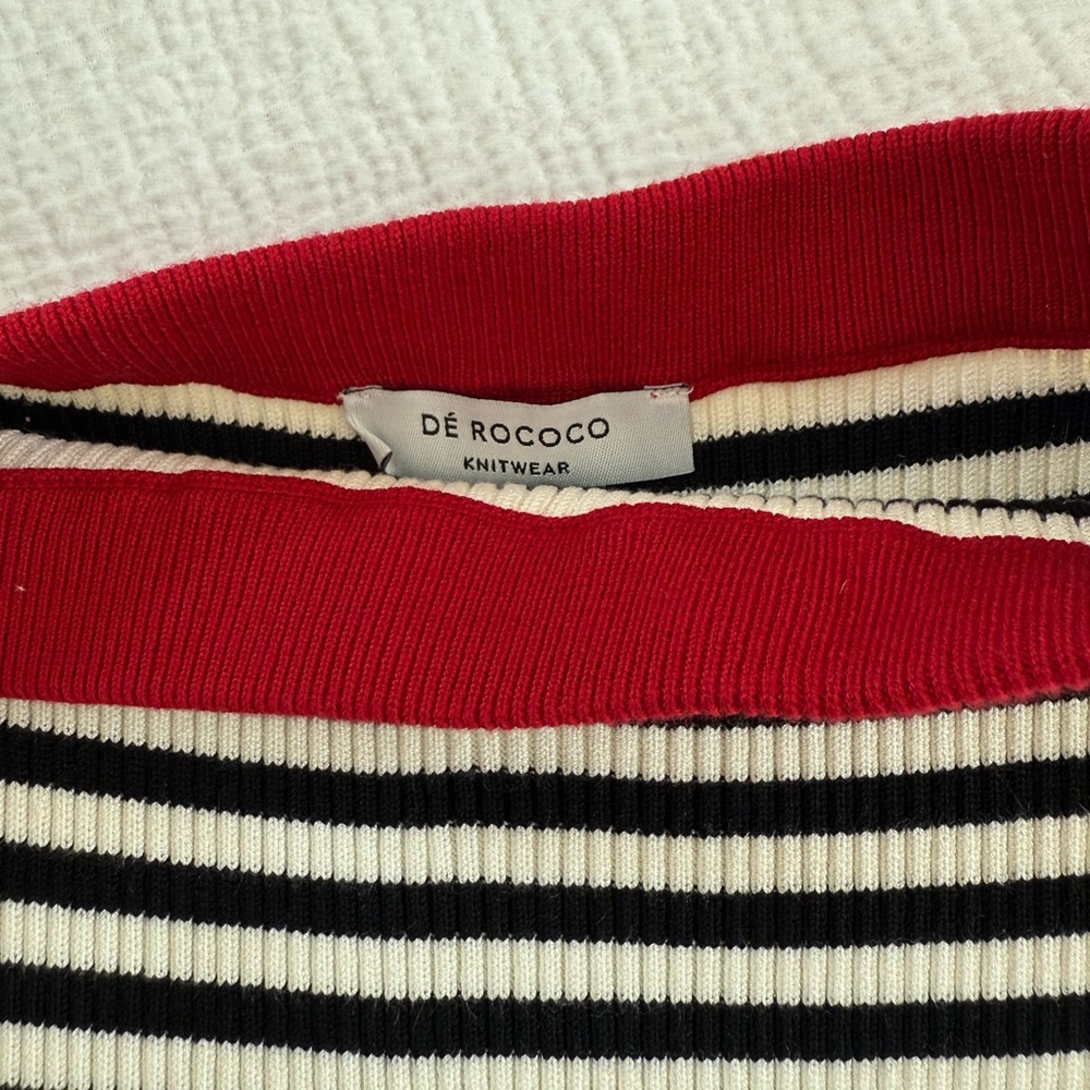 De Rococo Strapless Maxi Striped Ribbed Dress, Size XS - Picture 7 of 7